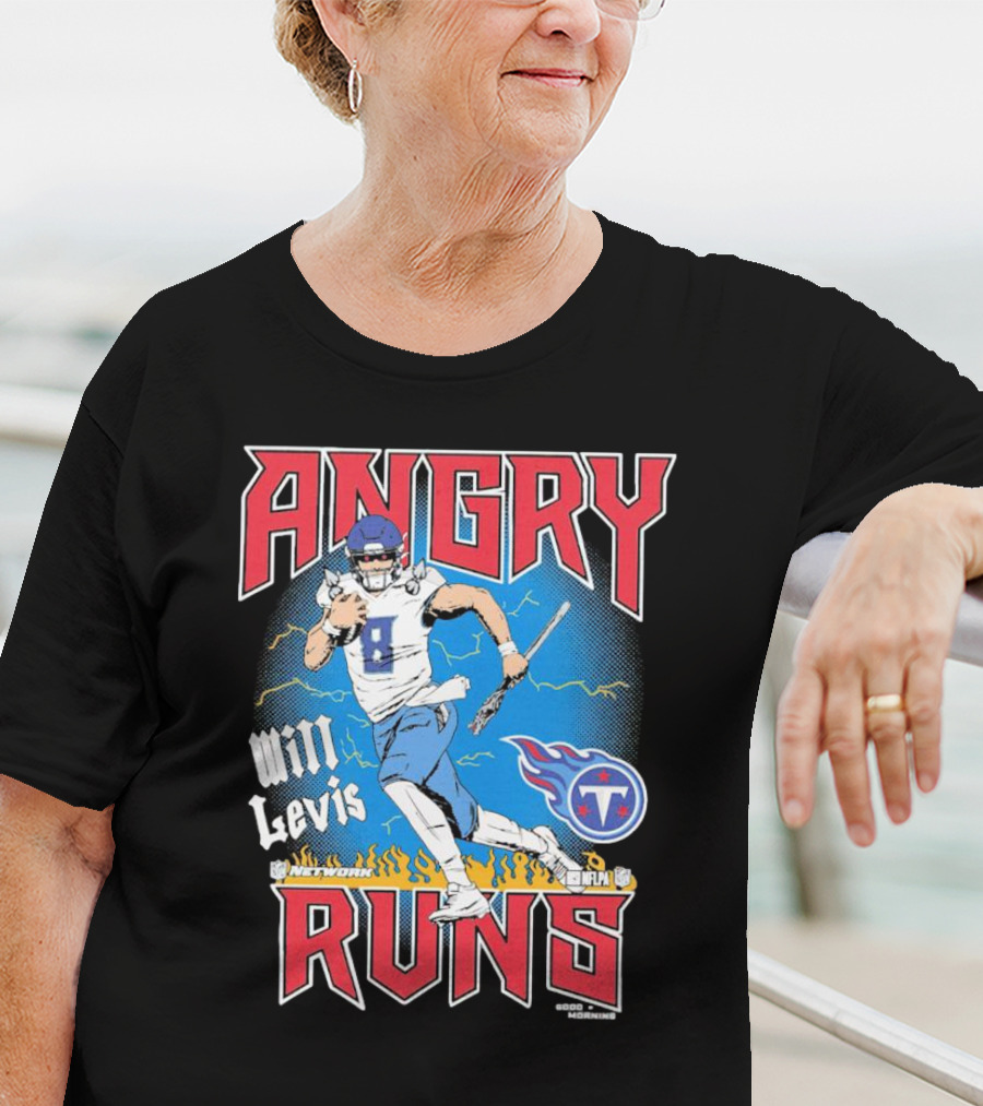 Tennessee Titans Will Levis Angry Runs NFL Network Football 8 Breaking Through Flames T-Shirt