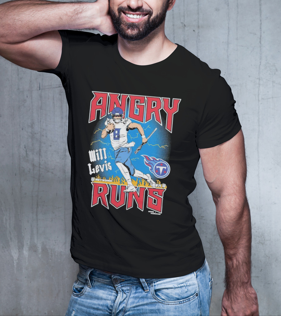Tennessee Titans Will Levis Angry Runs NFL Network Football 8 Breaking Through Flames T-Shirt