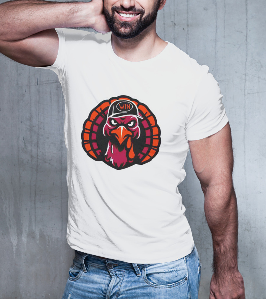 Turkey Wearing A Win Hat With Fierce Expression T-Shirt