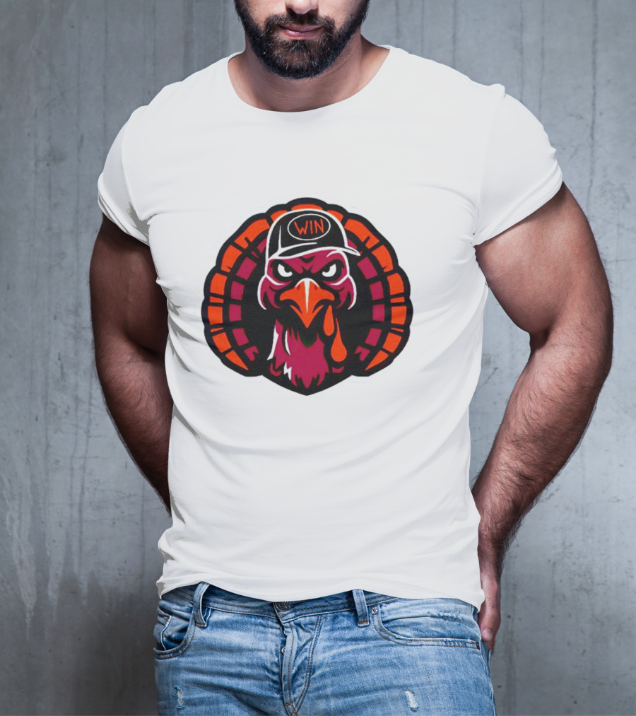 Turkey Wearing A Win Hat With Fierce Expression T-Shirt