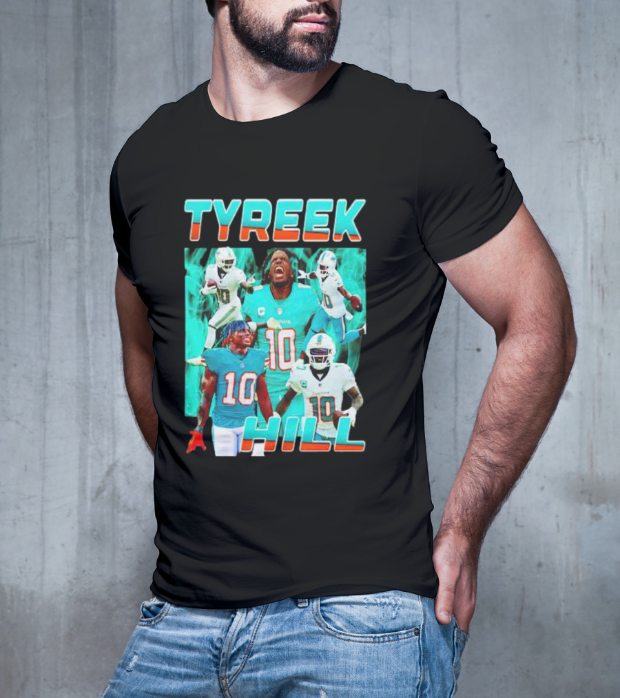 TYREEK HILL Picture Collage Miami Dolphins Football Images T-Shirt
