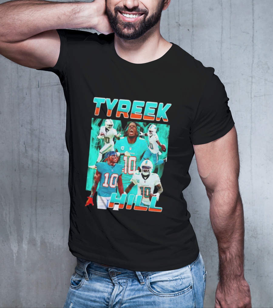 TYREEK HILL Picture Collage Miami Dolphins Football Images T-Shirt