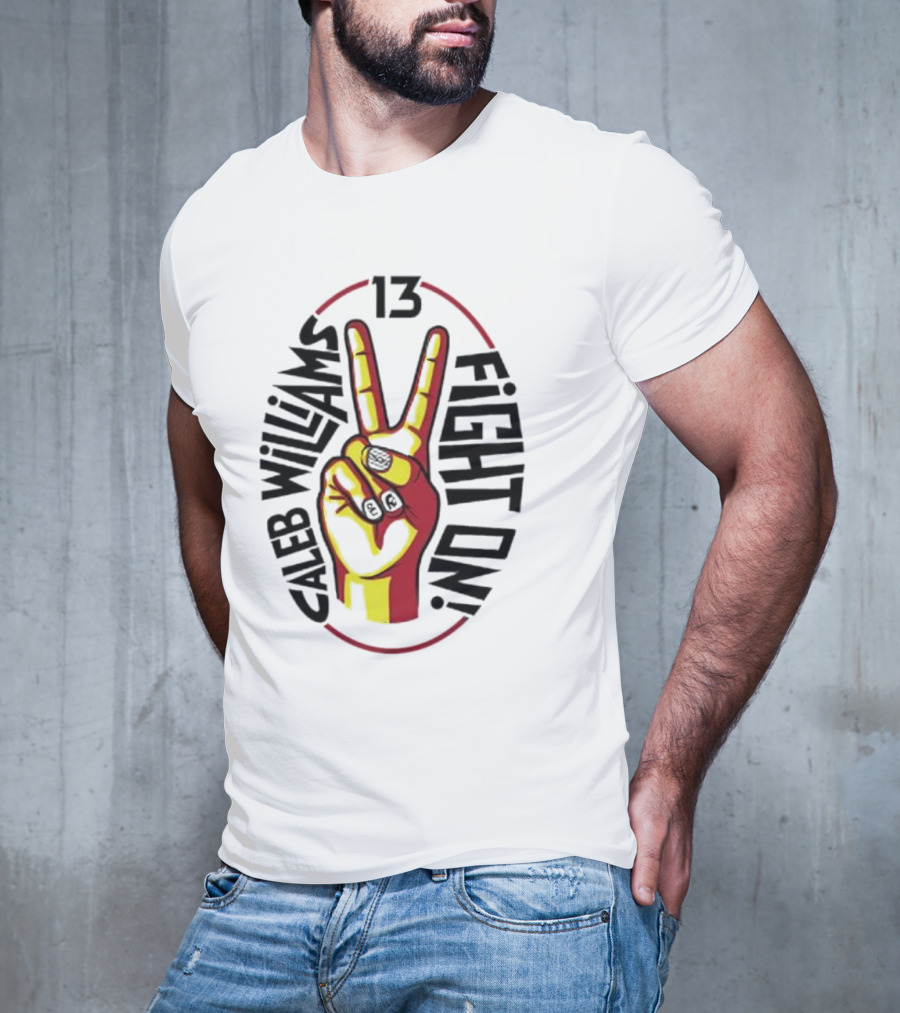 Caleb Williams 13 Fight On USC Trojans Peace Sign T-Shirt