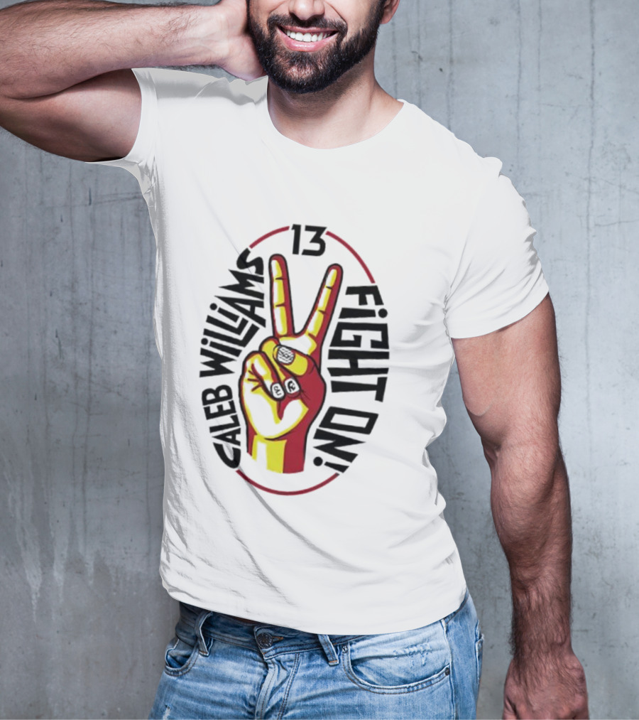 Caleb Williams 13 Fight On USC Trojans Peace Sign T-Shirt