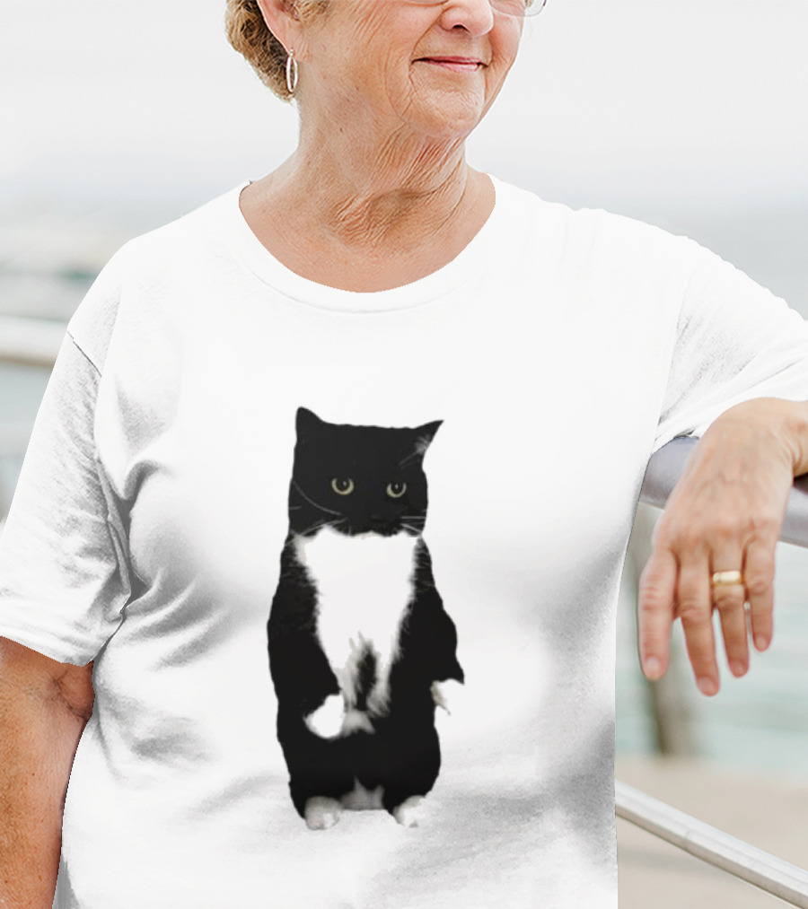 Cat Unico Uniuni Black And White Standing Cat T-Shirt