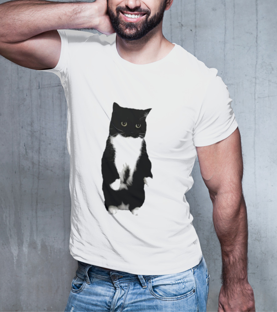 Cat Unico Uniuni Black And White Standing Cat T-Shirt
