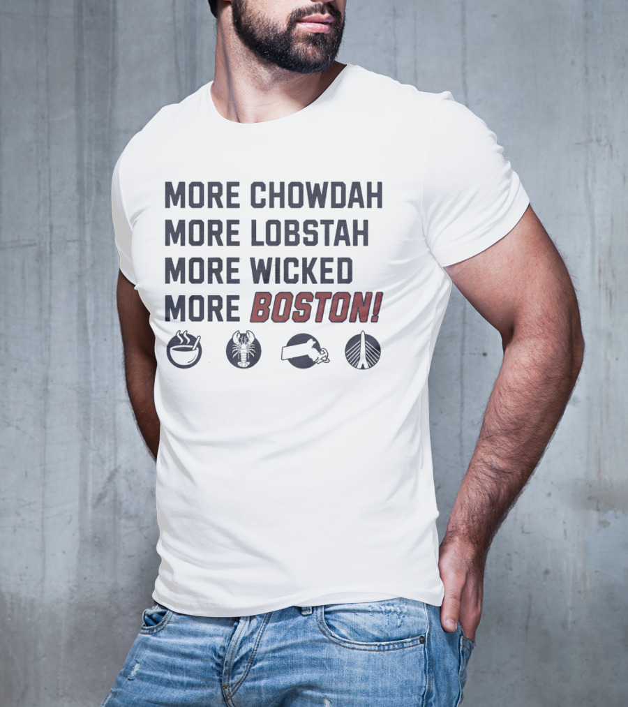 More Chowdah More Lobstah More Wicked More Boston Icons Bowl Lobster Hat Bridge T-Shirt