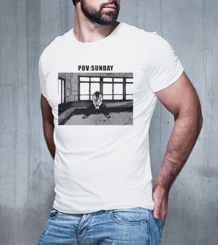 POV Sunday Manga Style Sit Alone Scene T-Shirt
