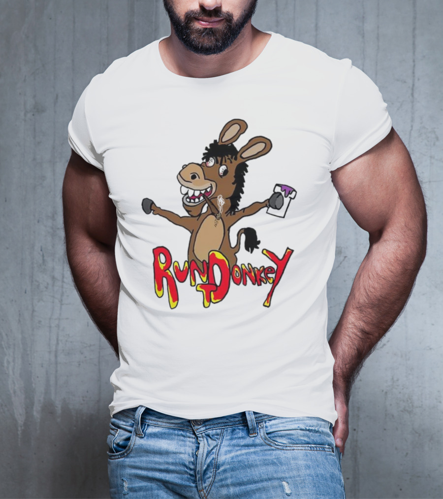 Runt Donkey Parody With Cartoon Donkey Holding Bell And Rockstar T-Shirt