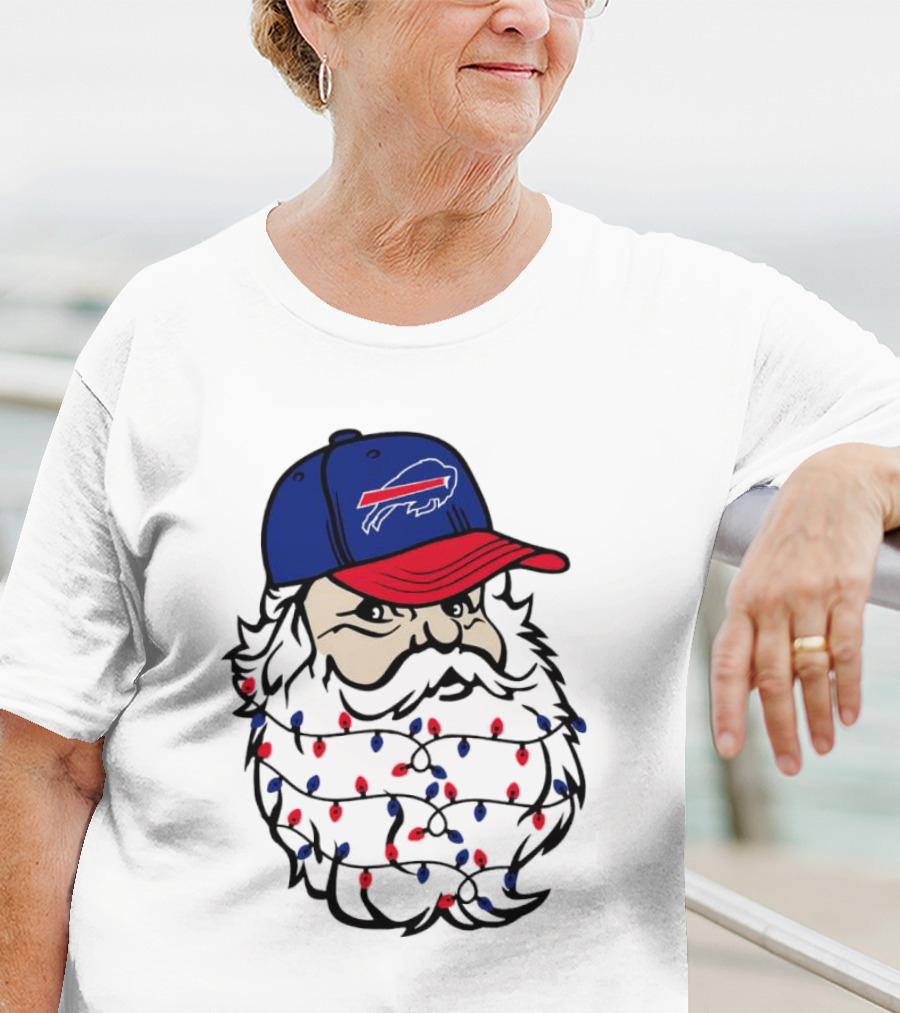 Santa Buffalo Bills Christmas Lights Beard Football T-Shirt