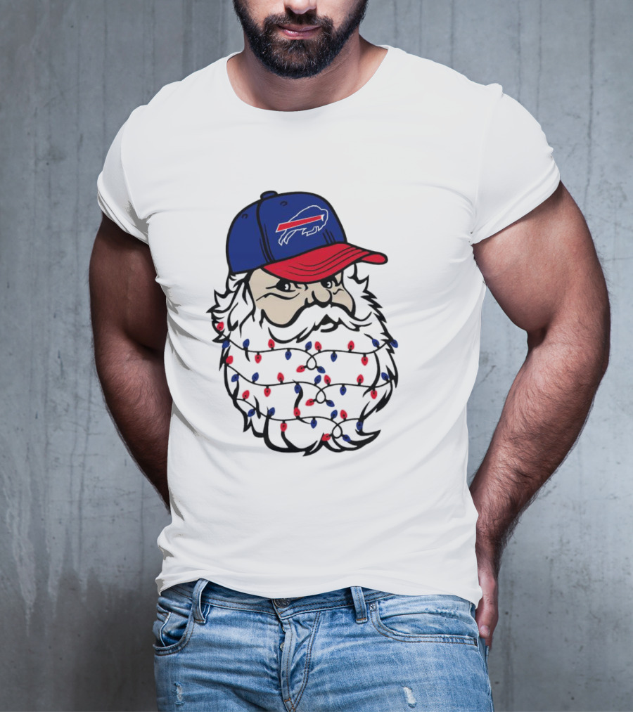 Santa Buffalo Bills Christmas Lights Beard Football T-Shirt