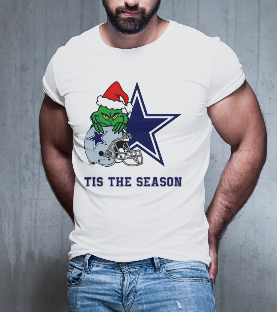 Santa Grinch Dallas Cowboys Tis The Season Christmas T-Shirt