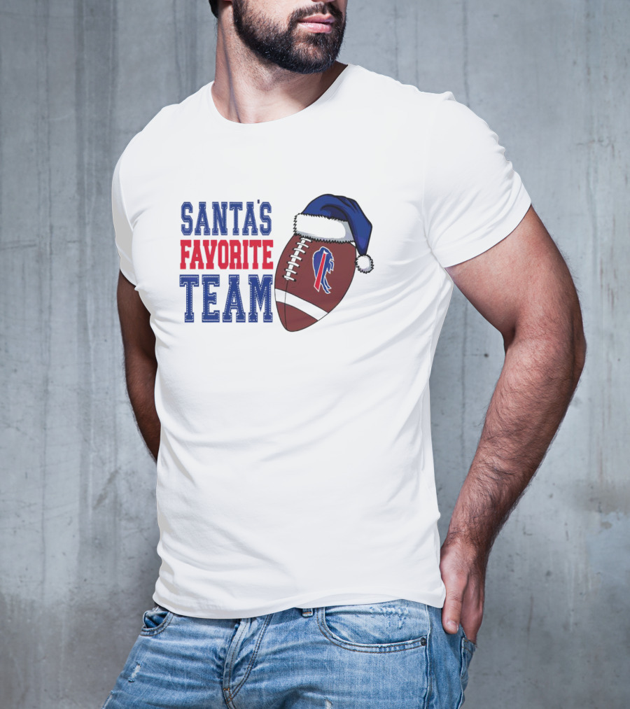 Santa's Favorite Team Buffalo Bills Christmas Football Holiday T-Shirt