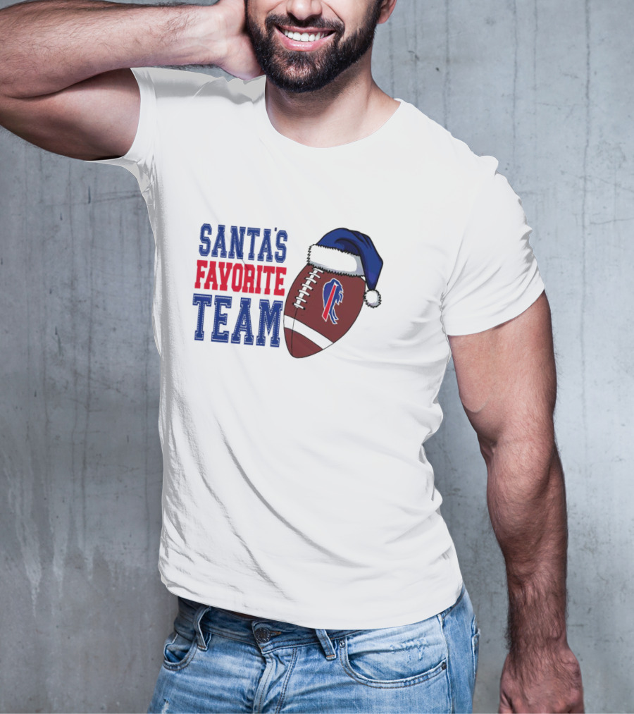 Santa's Favorite Team Buffalo Bills Christmas Football Holiday T-Shirt