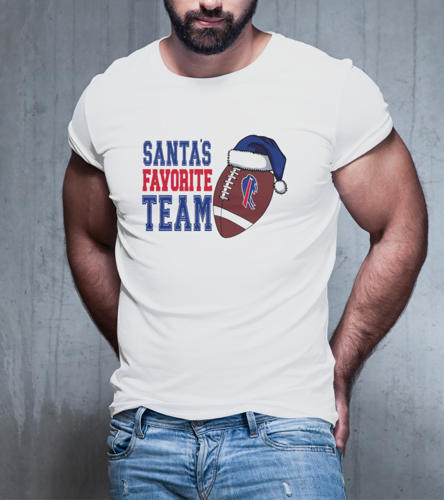 Santa's Favorite Team Buffalo Bills Christmas Football Holiday T-Shirt