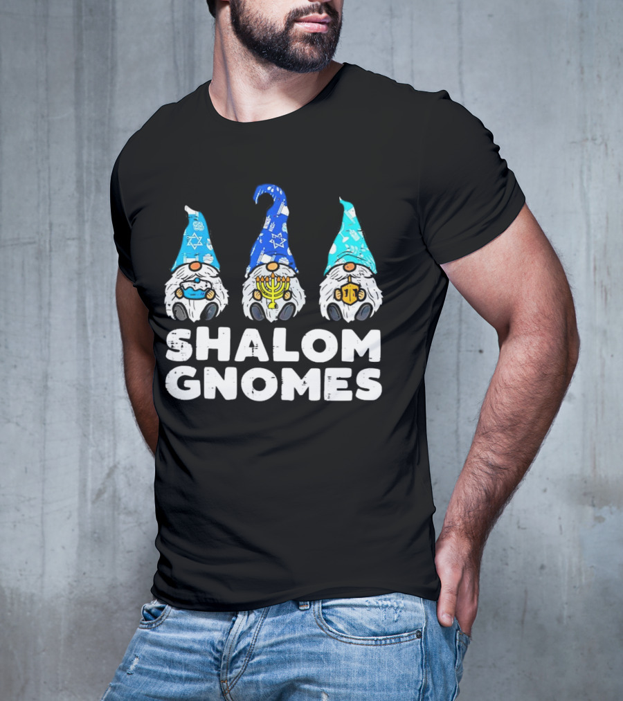 Shalom Gnomes Hanukkah Menorah Star Of David T-Shirt
