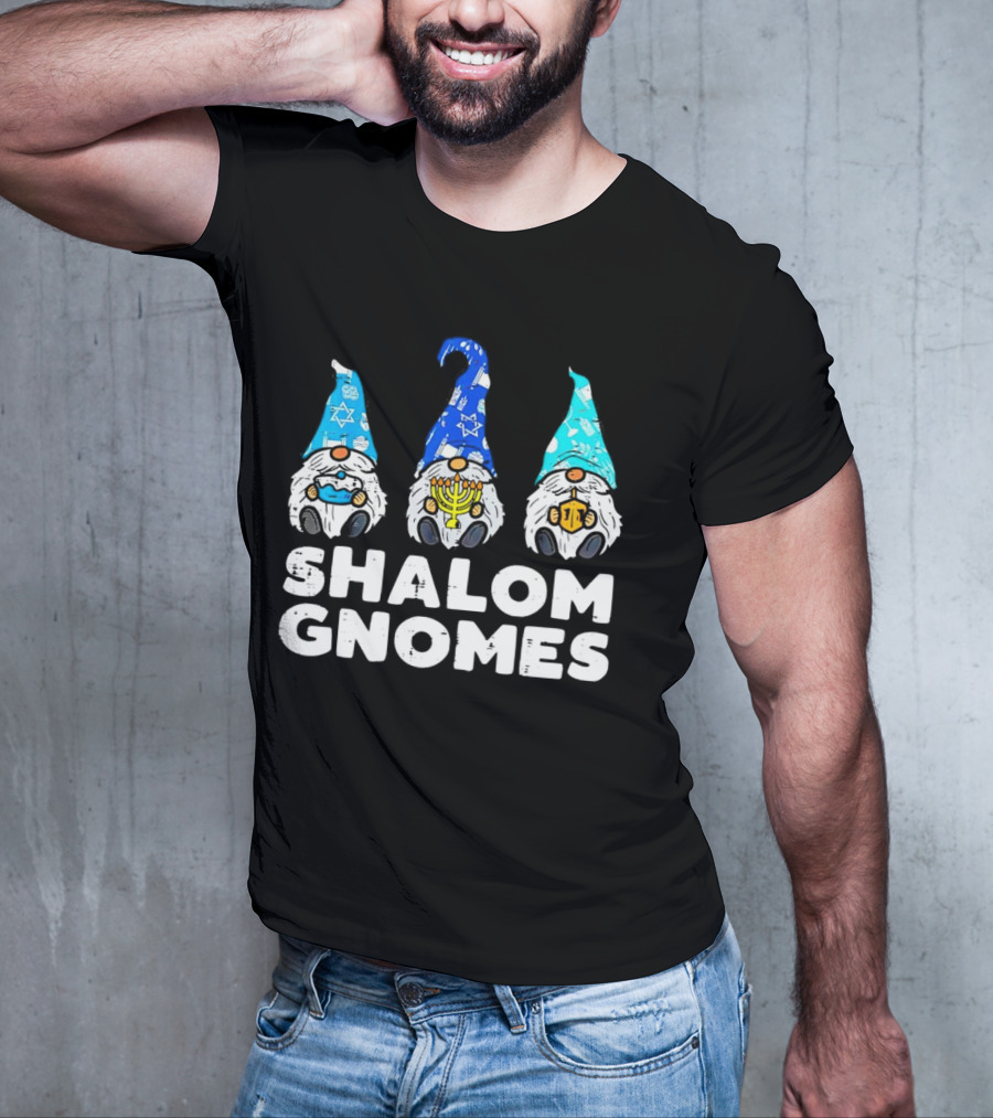 Shalom Gnomes Hanukkah Menorah Star Of David T-Shirt