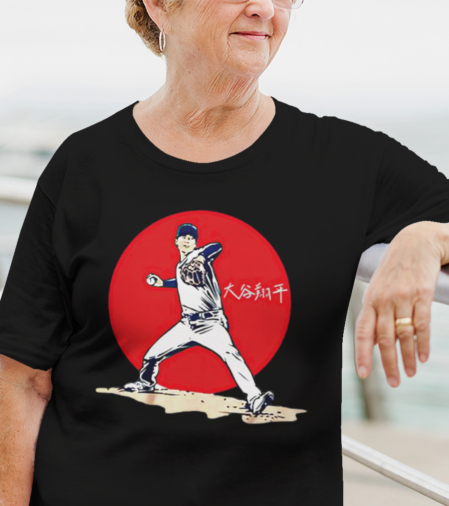 Shohei Ohtani Japanese Baseball Pitcher Icon Red Circle Kanji T-Shirt