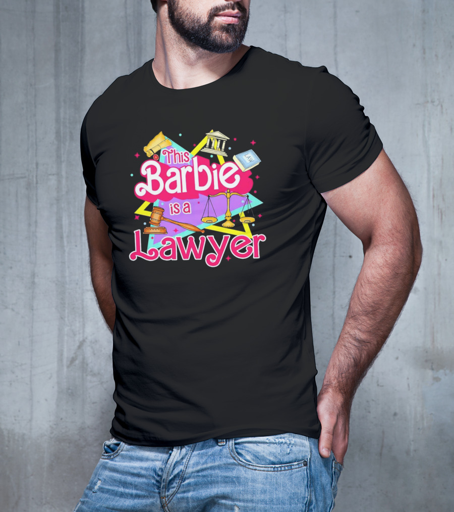 This Barbie Is A Lawyer With Scales Of Justice And Legal Icons T-Shirt