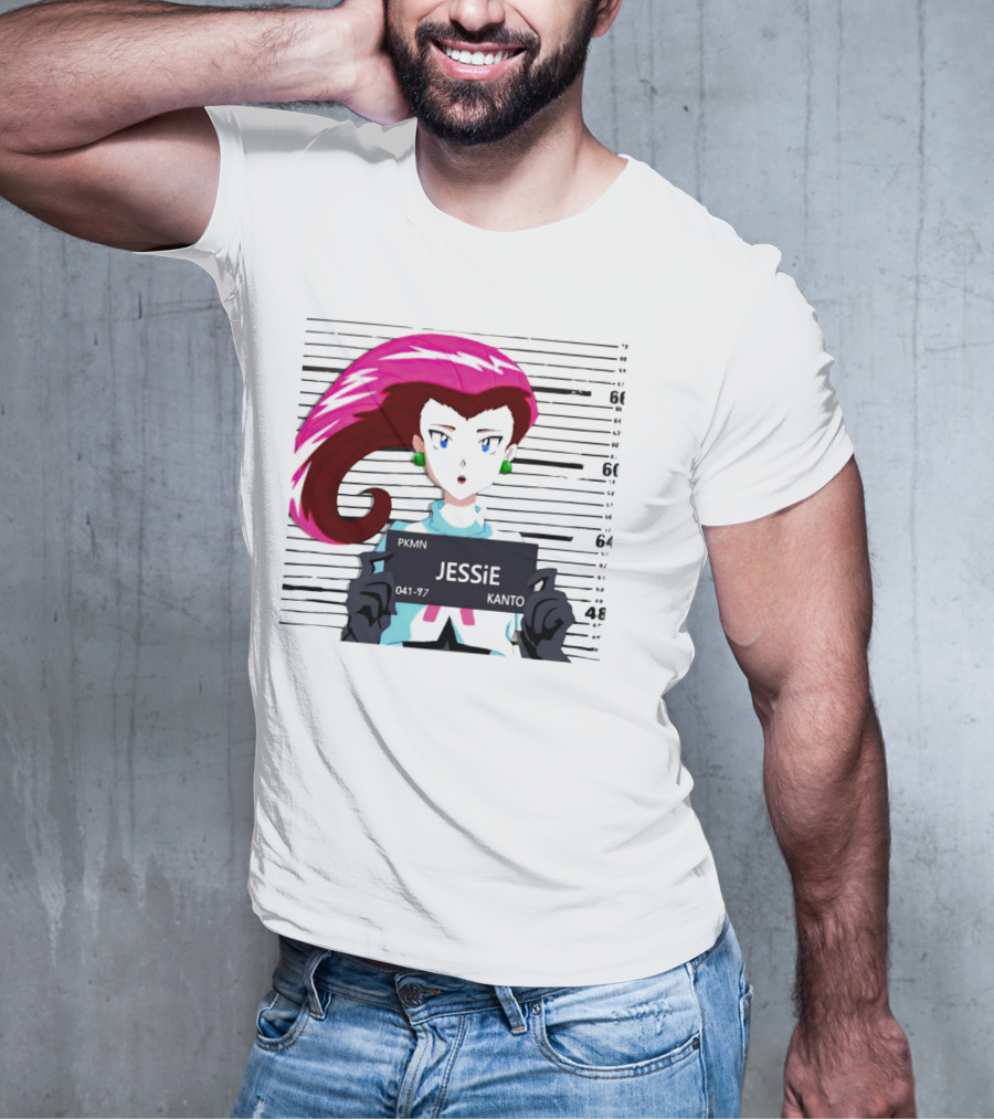 Jessie Mugshot Team Rocket Pokemon Anime T-Shirt