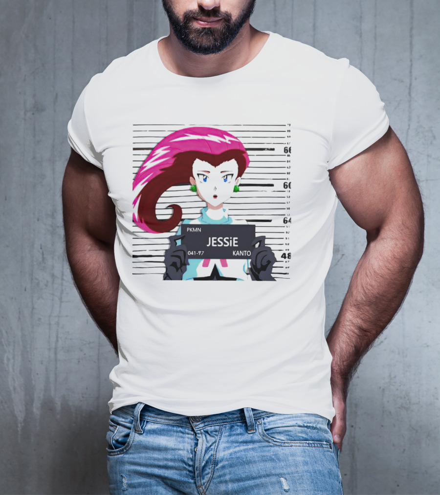 Jessie Mugshot Team Rocket Pokemon Anime T-Shirt