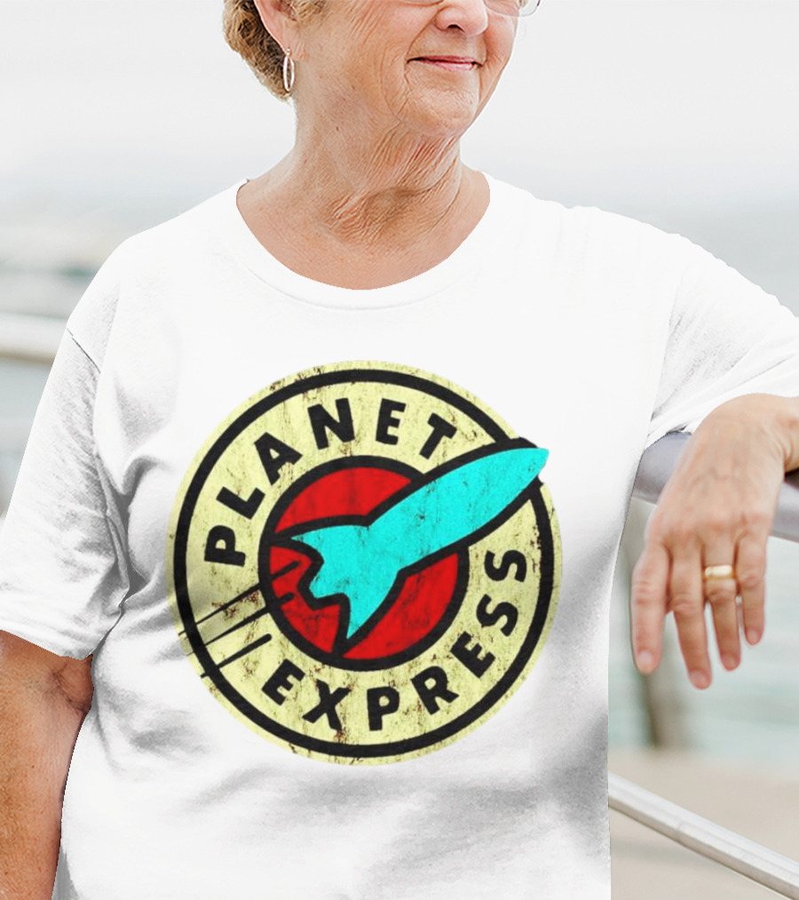 Retro Planet Express Rocket Emblem T-Shirt