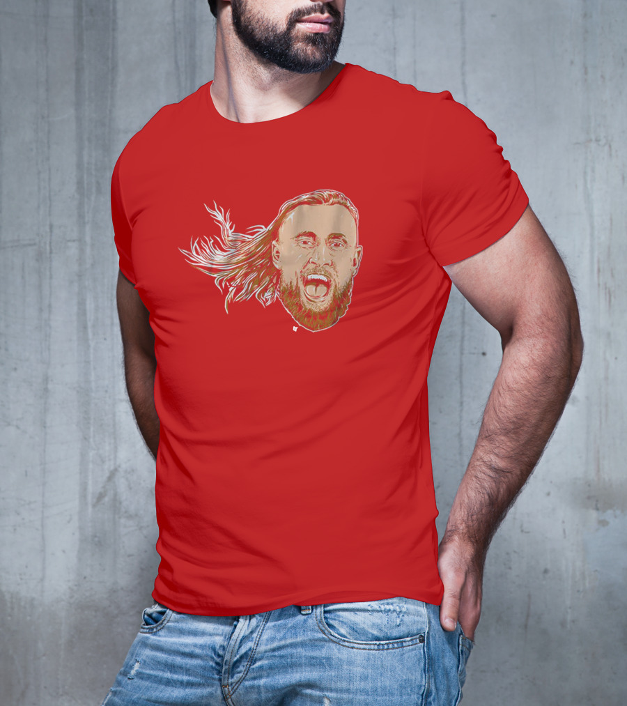 George Kittle Swag Head 49ers Red Beard Roaring Face T-Shirt