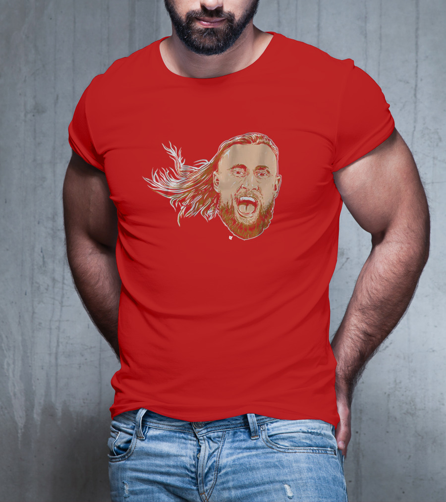 George Kittle Swag Head 49ers Red Beard Roaring Face T-Shirt