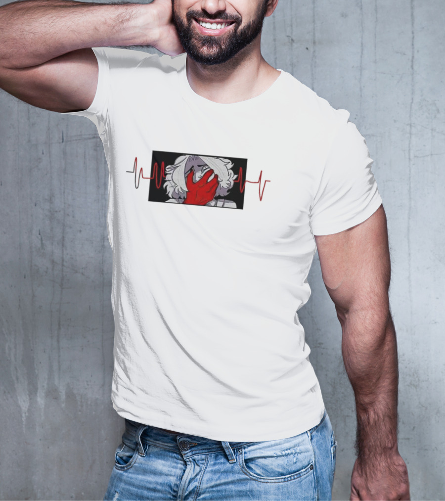 Area Unknown Guqqie New Anime Character With Red Hand And Heartbeat Line T-Shirt