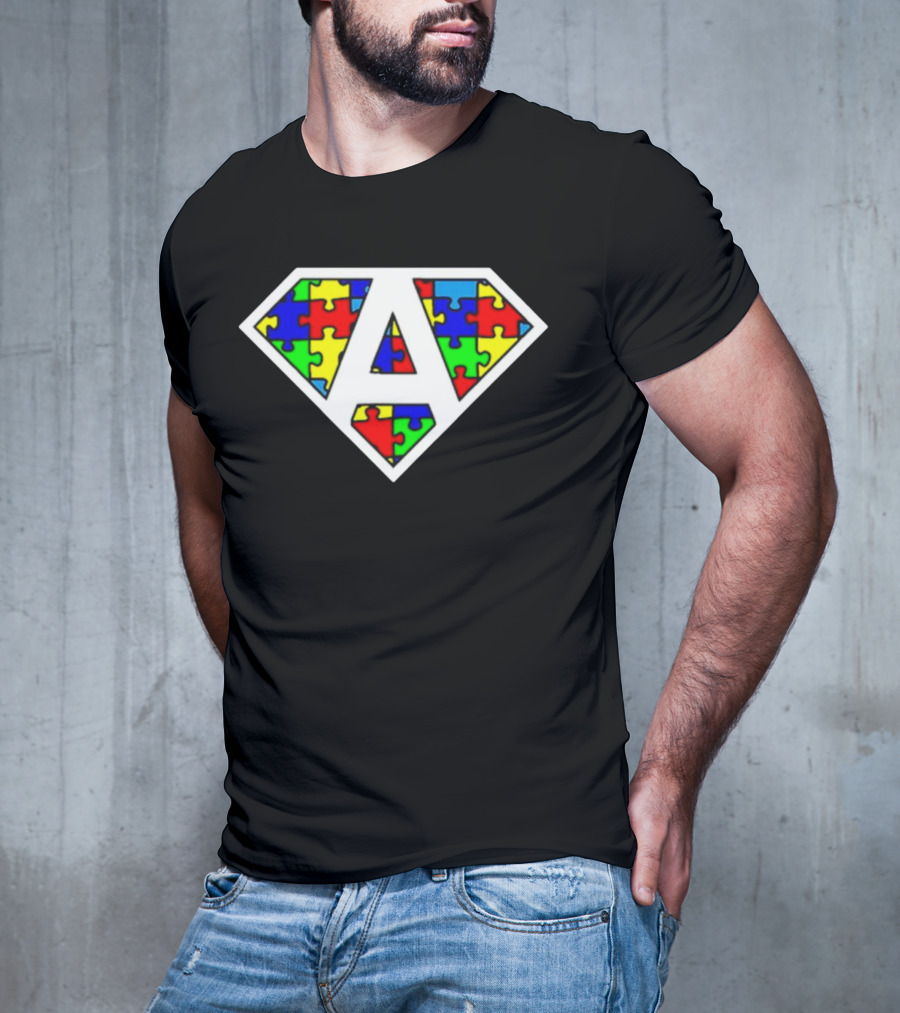 Autism Awareness Superhero Puzzle Emblem T-Shirt