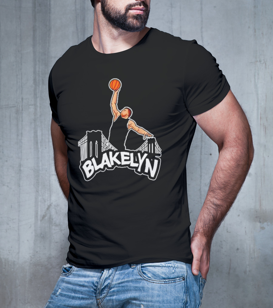 Blakelyn Basketball Dunk Over Bridge Skyline T-Shirt