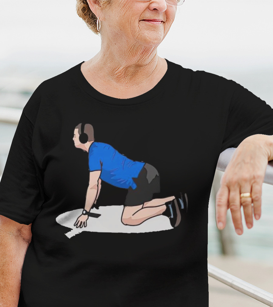 Brandon Staley’s Pregame Routine Headphones Kneeling Exercise T-Shirt