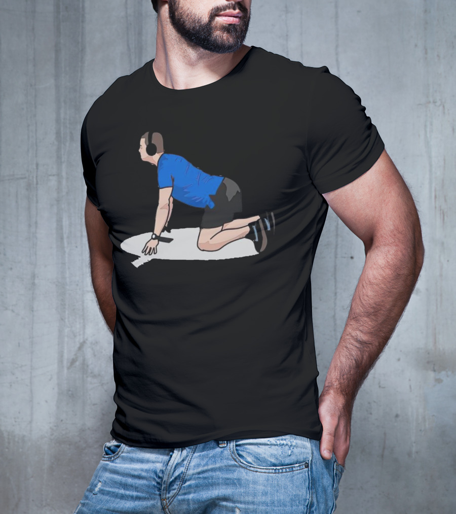 Brandon Staley’s Pregame Routine Headphones Kneeling Exercise T-Shirt