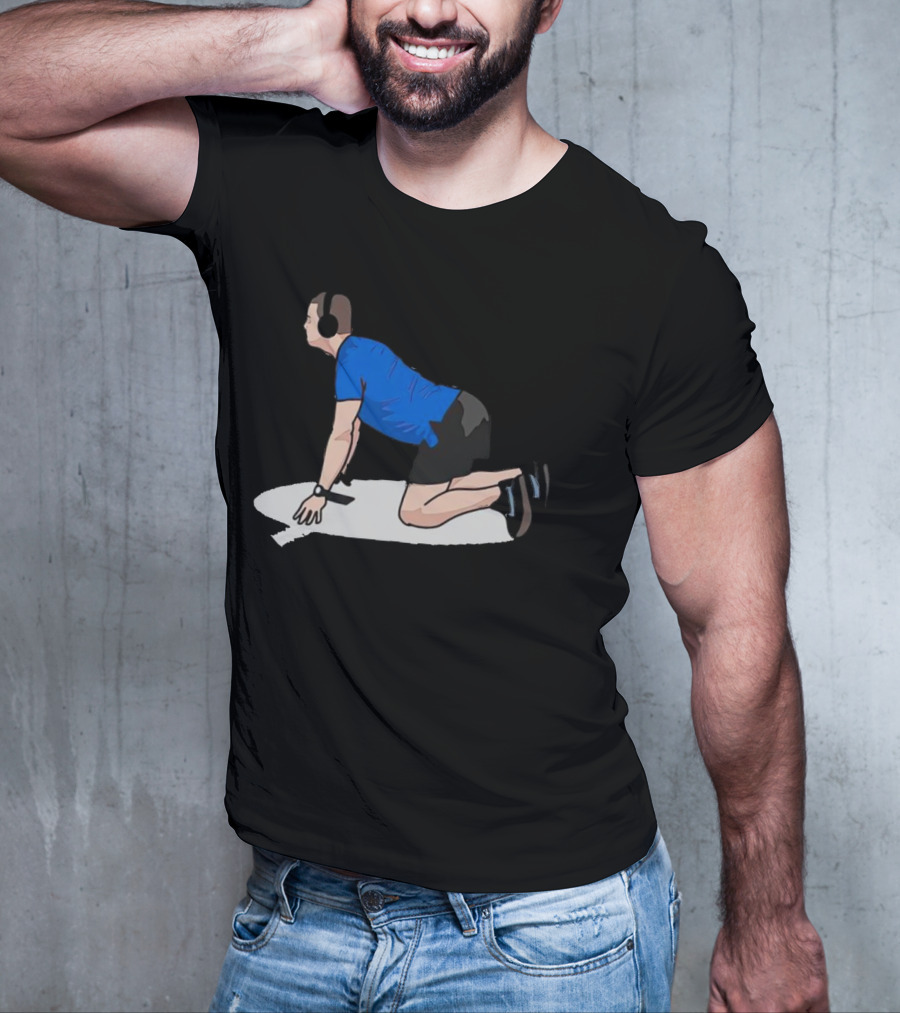 Brandon Staley’s Pregame Routine Headphones Kneeling Exercise T-Shirt