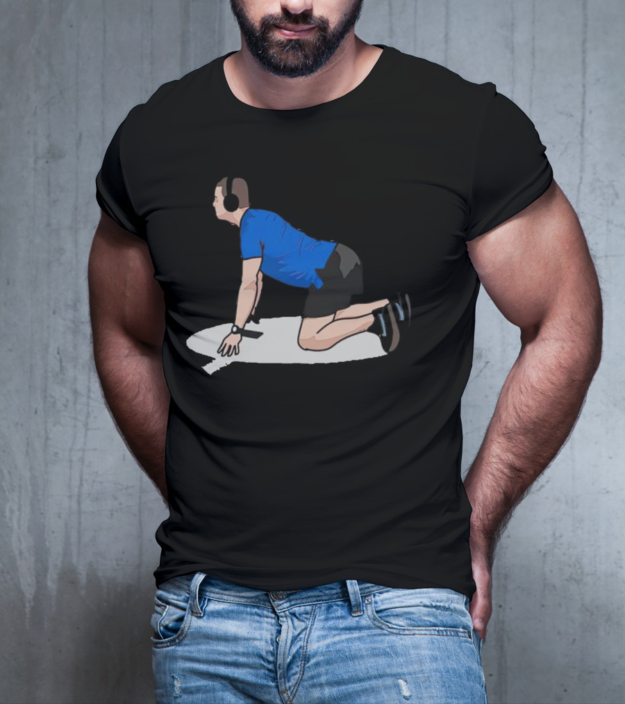 Brandon Staley’s Pregame Routine Headphones Kneeling Exercise T-Shirt