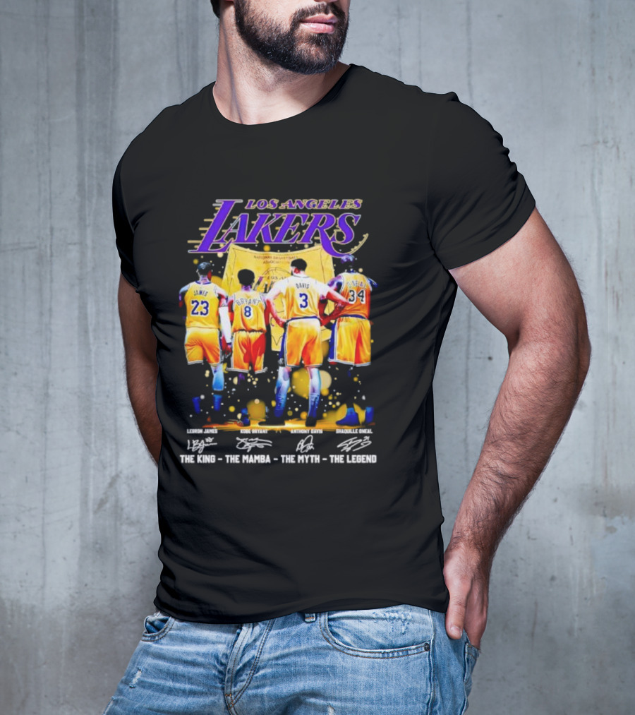 Los Angeles Lakers LeBron James Kobe Bryant Anthony Davis Shaquille O'Neal The King The Mamba The Myth The Legend T-Shirt