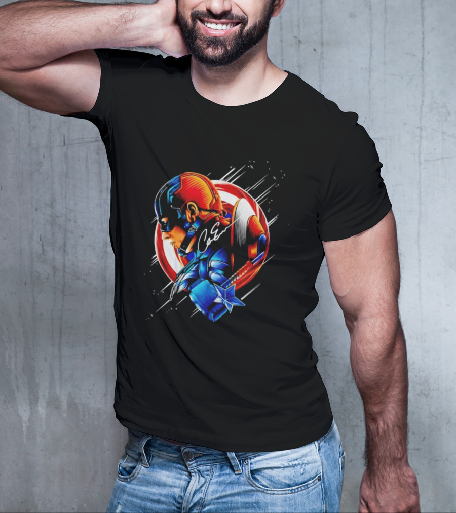 Captain America Profile With Shield Signature T-Shirt