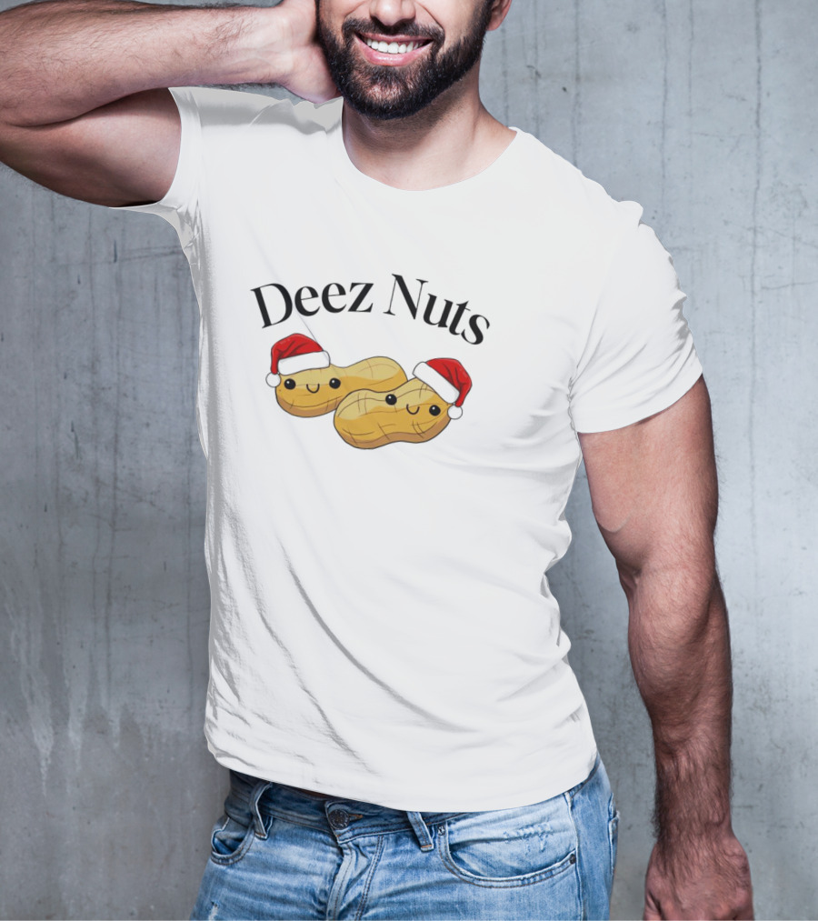 Santa Deez Nuts Merry Christmas Peanuts With Hats T-Shirt