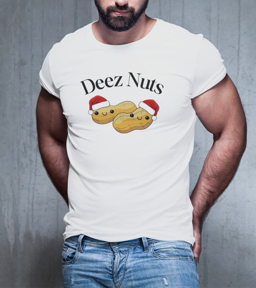 Santa Deez Nuts Merry Christmas Peanuts With Hats T-Shirt