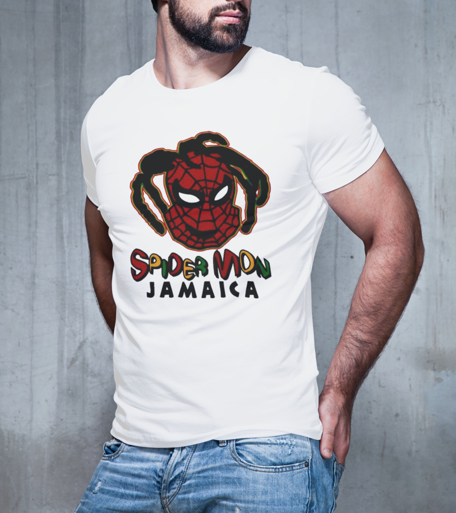 Spider Mon Jamaica Rasta Colors Face T-Shirt