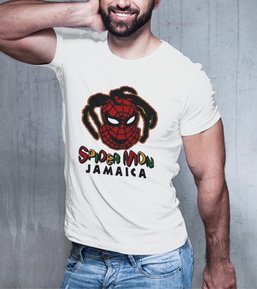 Spider Mon Jamaica Rasta Colors Face T-Shirt