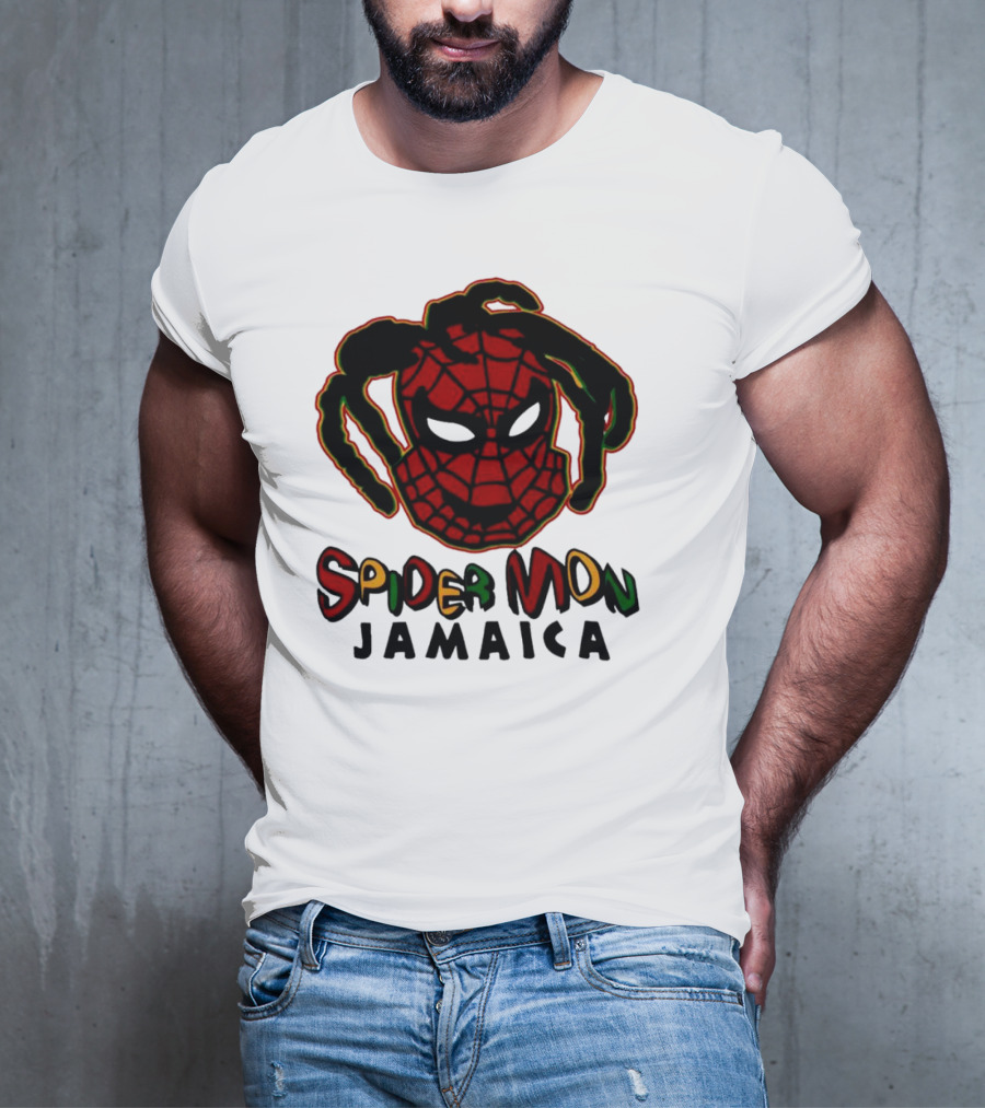 Spider Mon Jamaica Rasta Colors Face T-Shirt