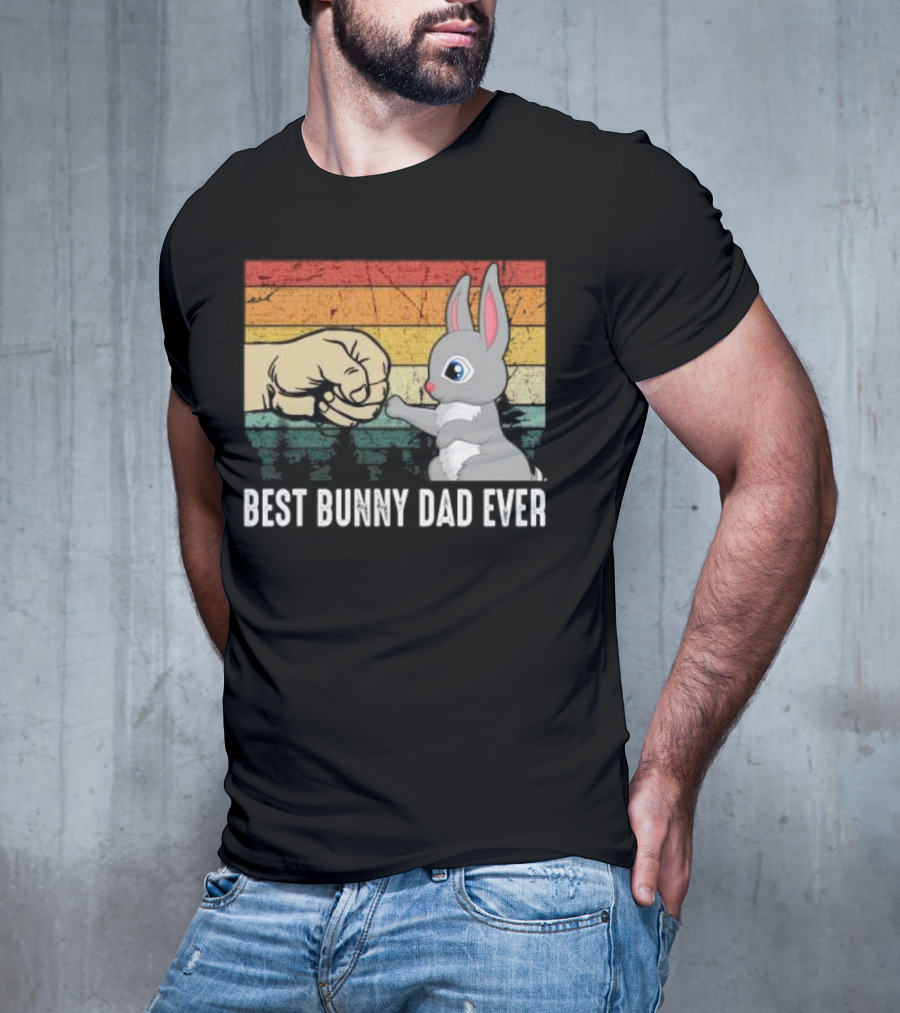 BEST BUNNY DAD EVER Vintage Fist Bump With Rabbit T-Shirt