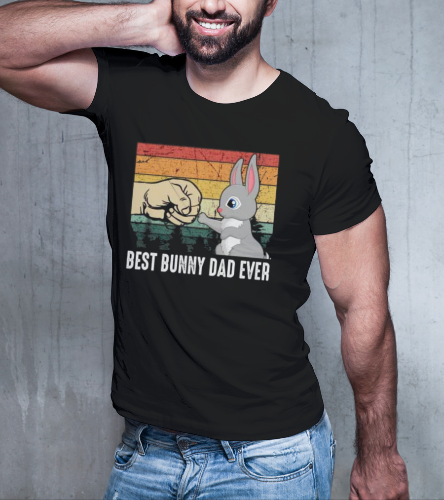 BEST BUNNY DAD EVER Vintage Fist Bump With Rabbit T-Shirt
