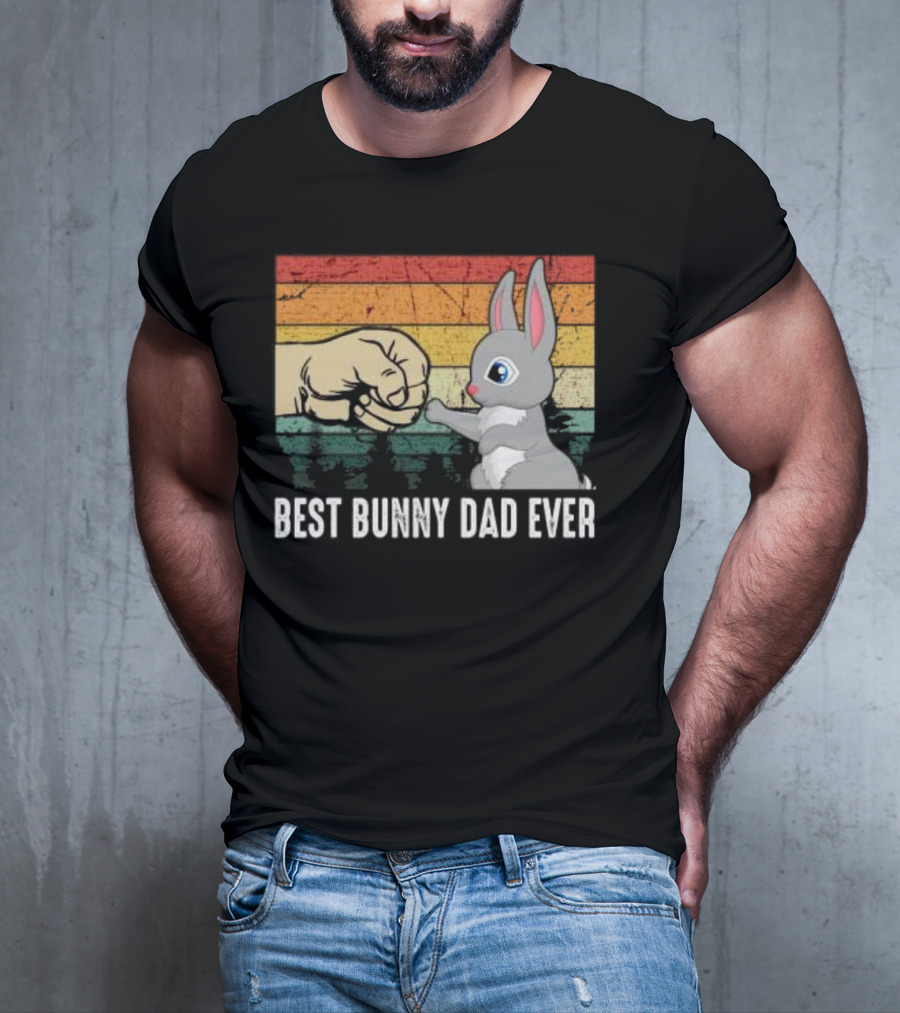 BEST BUNNY DAD EVER Vintage Fist Bump With Rabbit T-Shirt
