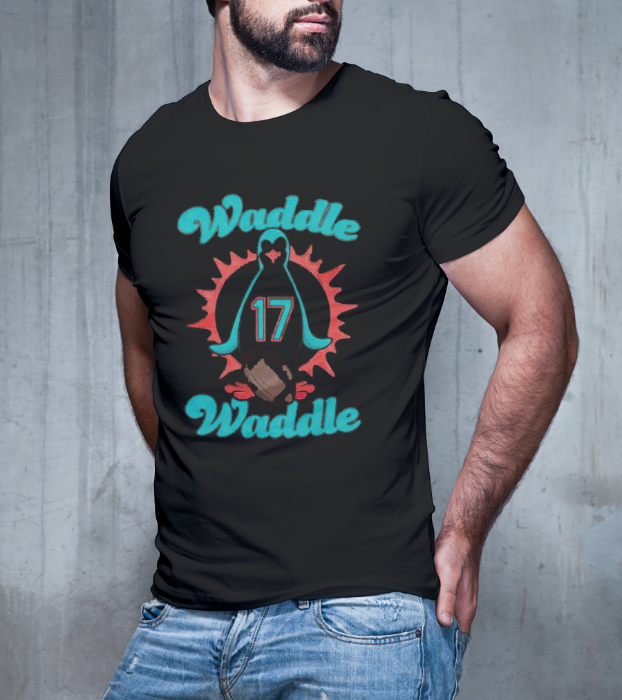 Waddle Waddle 17 Penguin Football Sunburst T-Shirt