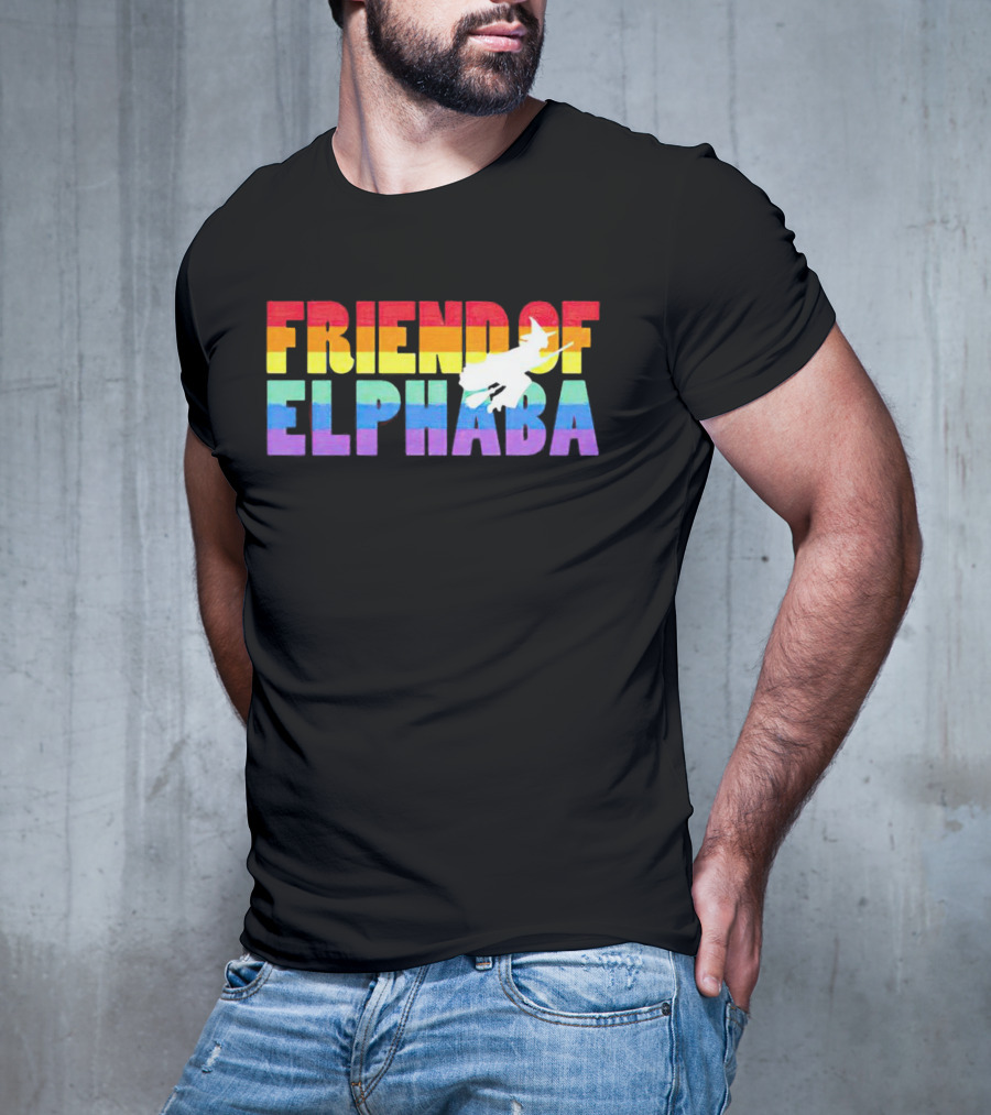 Friend Of Elphaba Pride Rainbow Flying Witch T-Shirt