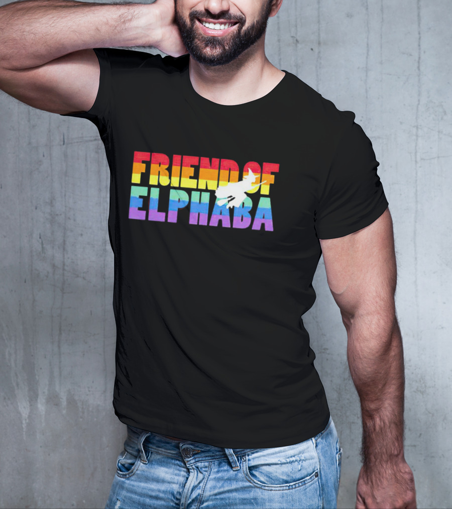 Friend Of Elphaba Pride Rainbow Flying Witch T-Shirt