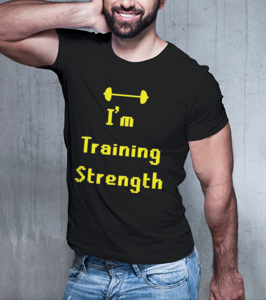 I'm Training Strength Retro Pixel Dumbbell T-Shirt