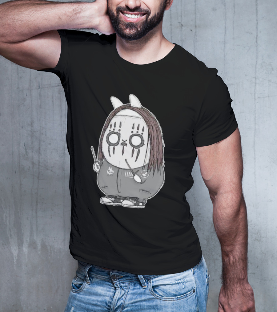 Joey Jordison Fuuki Bunny Drummer Character With Long Hair And Drumsticks T-Shirt